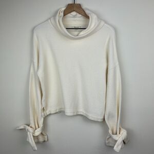 Madewell Cowl Neck Sweater Womens Small Ivory Waffle Knit Long Sleeve Ladies